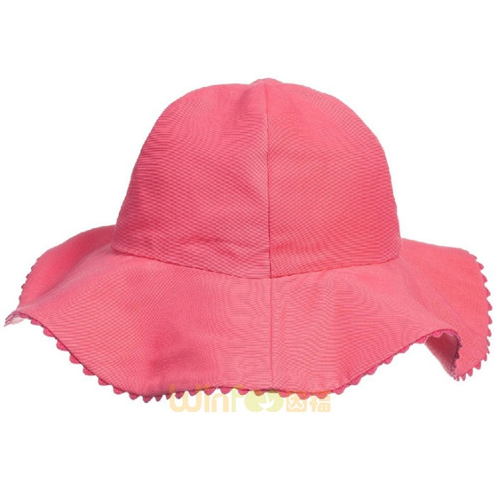 小女孩纯色大檐沙滩遮阳渔夫帽 蝴蝶结 广州生产订做 