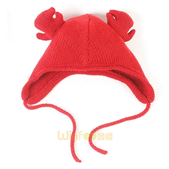 纯色螃蟹儿童可爱保暖针织毛线帽订制 21年制帽经验 