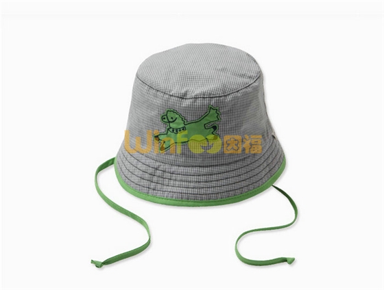 广州帽厂专业ODM订做加工儿童格子绣花夏季遮阳帽