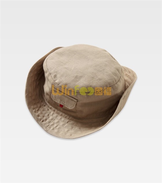 儿童夏季遮阳盆帽定做 简约纯色 小口袋 小孩渔夫边帽