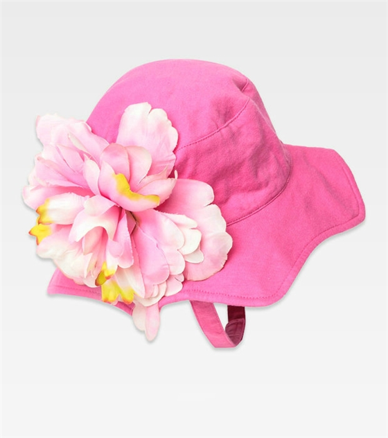 儿童装饰花朵全棉纯色渔夫帽 桶帽 波浪边 小女孩夏季帽子 