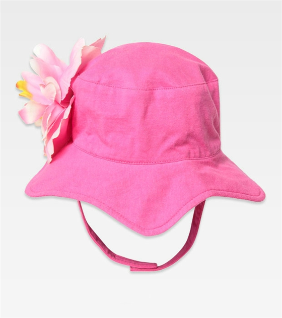 儿童装饰花朵全棉纯色渔夫帽 桶帽 波浪边 小女孩夏季帽子 