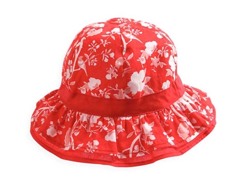 勇发服饰-儿童红色鸟语花香款边帽定做-RM111