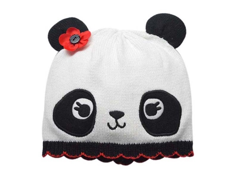 勇发服饰-儿童熊猫针织帽定做