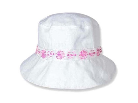 勇发服饰-白色简约女童夏季户外遮阳桶帽