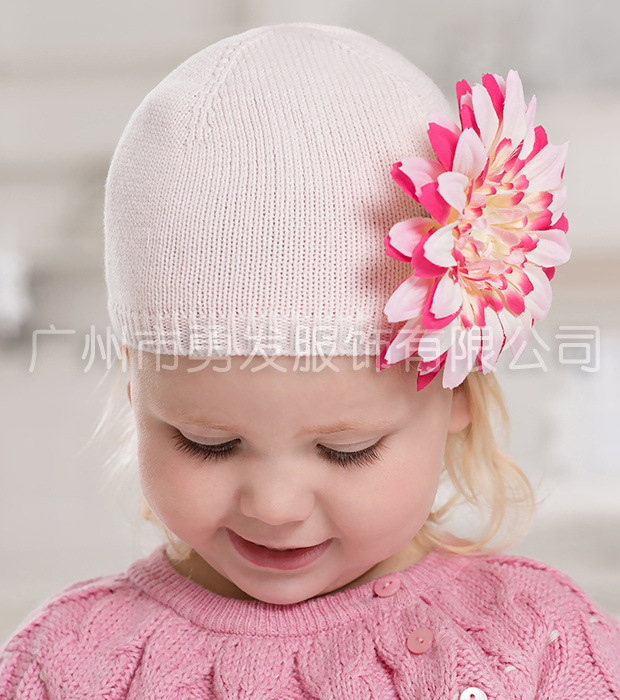 儿童花朵针织帽