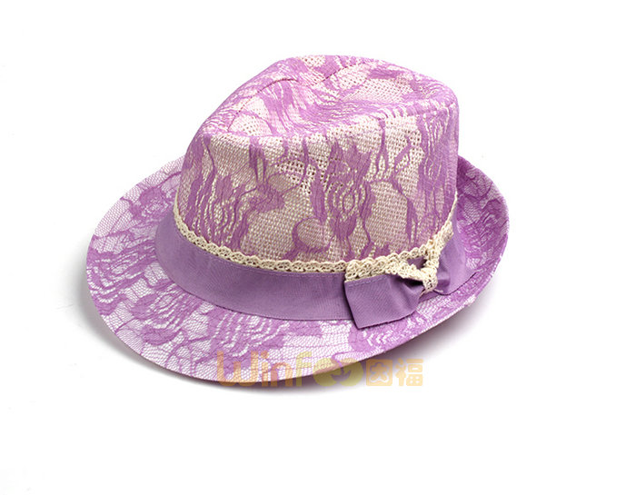 新款蝴蝶结蕾丝拼接定型礼帽 小清新款定做