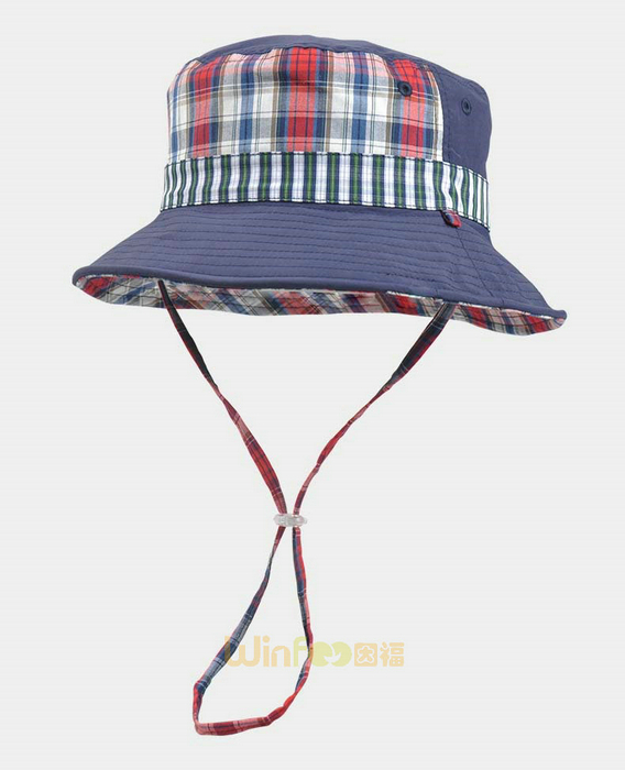儿童时尚格子渔夫帽