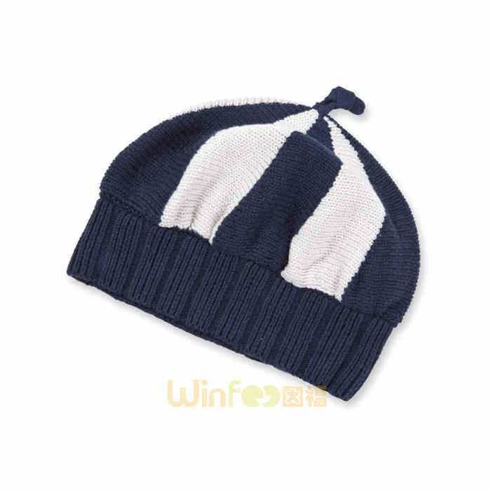 儿童 婴儿条纹混色针织毛线帽 秋冬保暖订做 