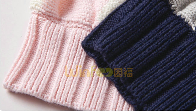 儿童 婴儿条纹混色针织毛线帽 秋冬保暖订做 