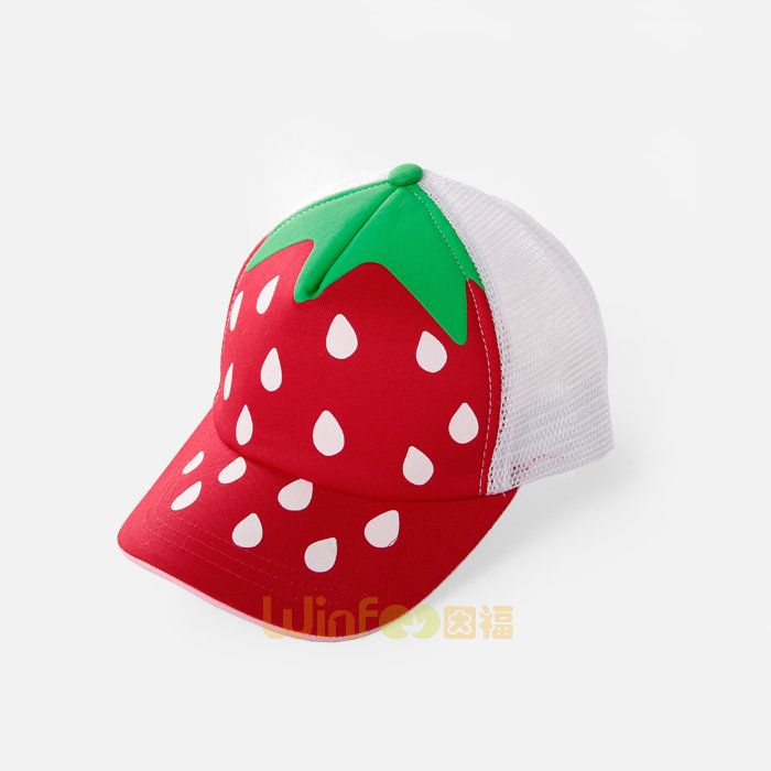 小草莓点点儿童透气五页运动棒球网帽 春夏 广州生产定制