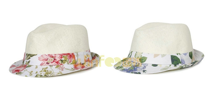 新款儿童印花花朵定型时装沙滩遮阳草帽 外贸专业出口 