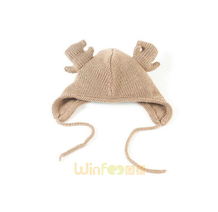 纯色螃蟹儿童可爱保暖针织毛线帽订制 21年制帽经验 