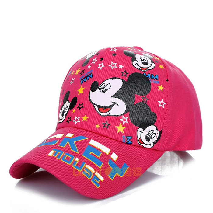 儿童纯色米老鼠印花春夏遮阳棒球帽生产定做 小清新款