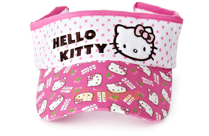 点点绣花印花混搭Hello Kitty 字母可爱儿童遮阳空顶帽 