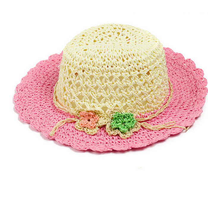 小女孩夏季沙滩遮阳草帽 镂空透气 小清新款 夏季 拼色