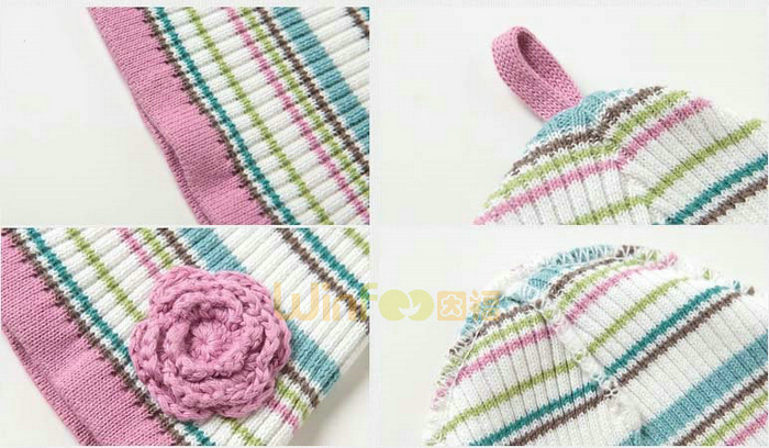 女童婴儿条纹婴儿针织帽