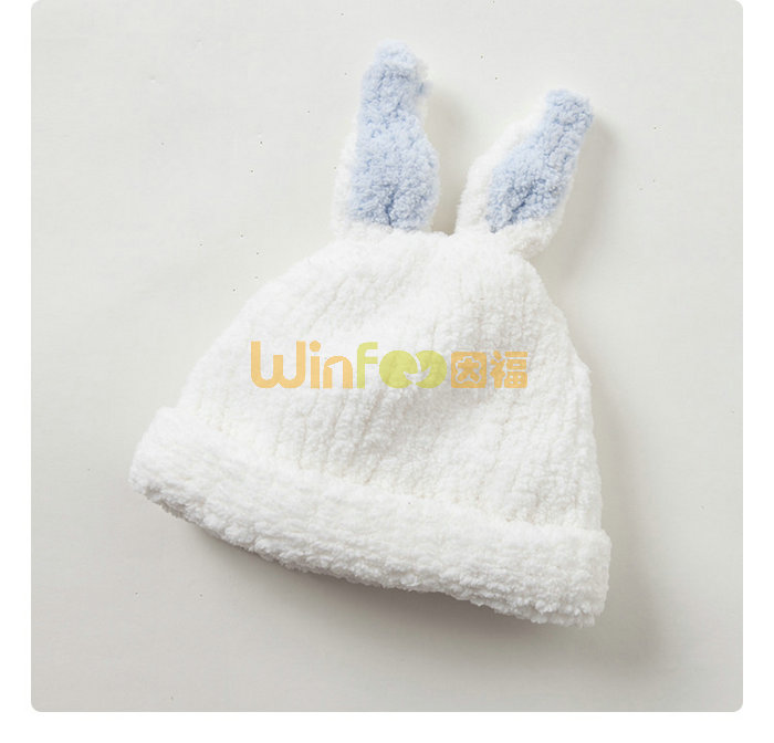 白色小兔子耳朵可爱婴儿秋冬保暖帽 小孩帽 ODM加工定做 