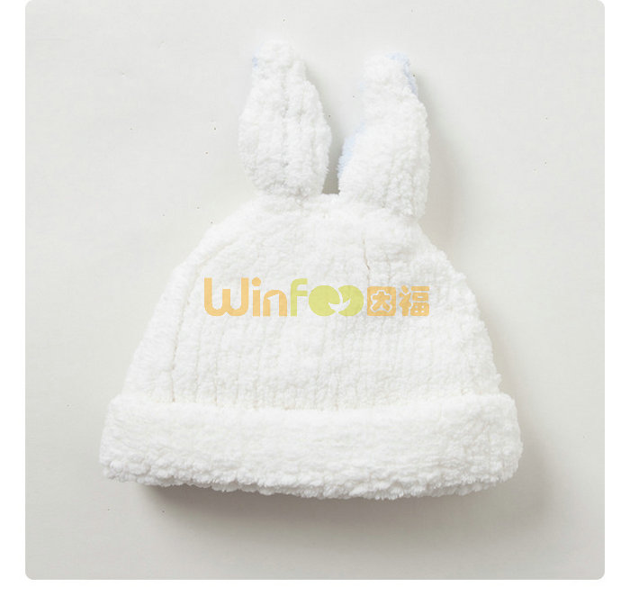 白色小兔子耳朵可爱婴儿秋冬保暖帽 小孩帽 ODM加工定做 