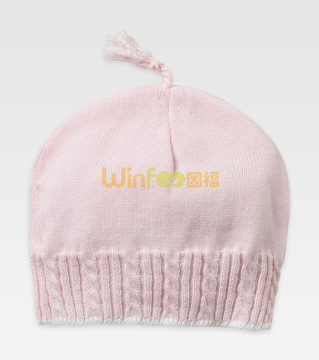 粉红色儿童简约针织帽ODM出口贴牌订做 广州帽厂 