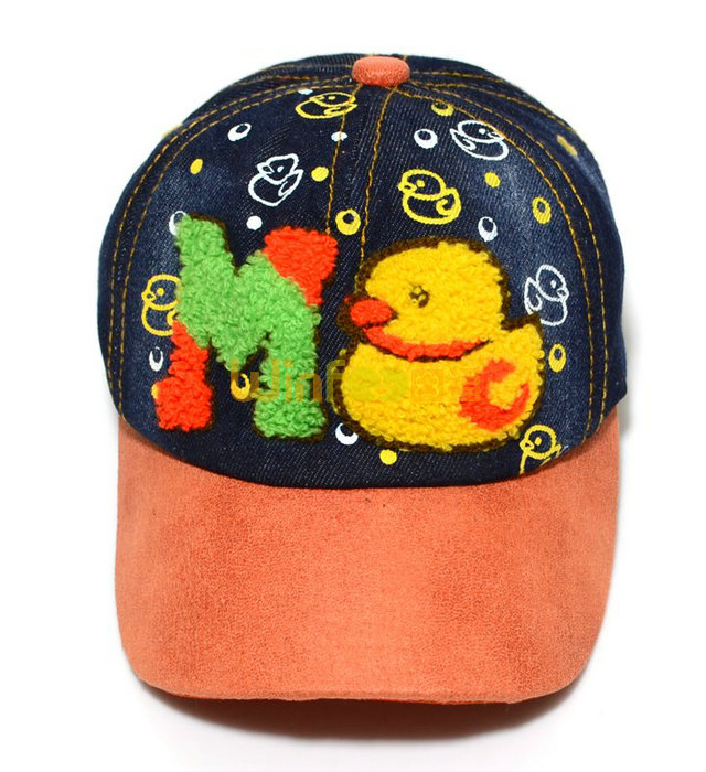 新款韩版拼色小鸭子毛巾绣花字母牛仔棒球帽订制定做