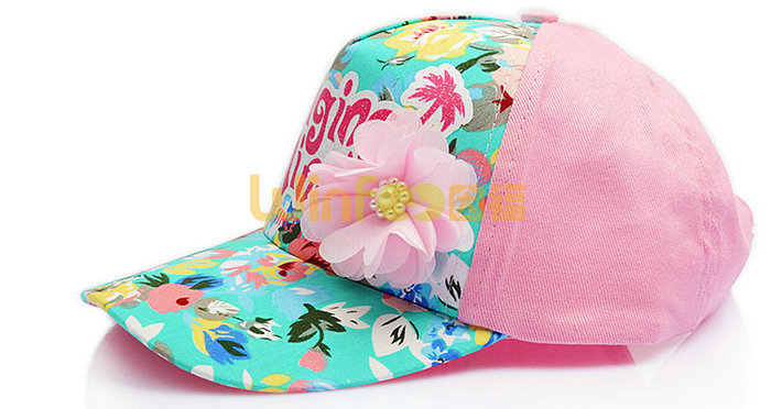 女童印花字母夏季遮阳鸭舌帽外贸加工订制订做 装饰花 