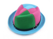 勇发服饰-儿童简约撞色拼接皮带儿童定型礼帽 爵士帽订做-RM267