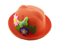 勇发服饰-纯色蝴蝶花朵贴布绣沙滩遮阳草帽定做-RZ246