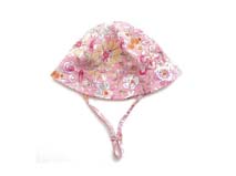 勇发服饰-小女孩粉红花朵印花遮阳小边帽AM079